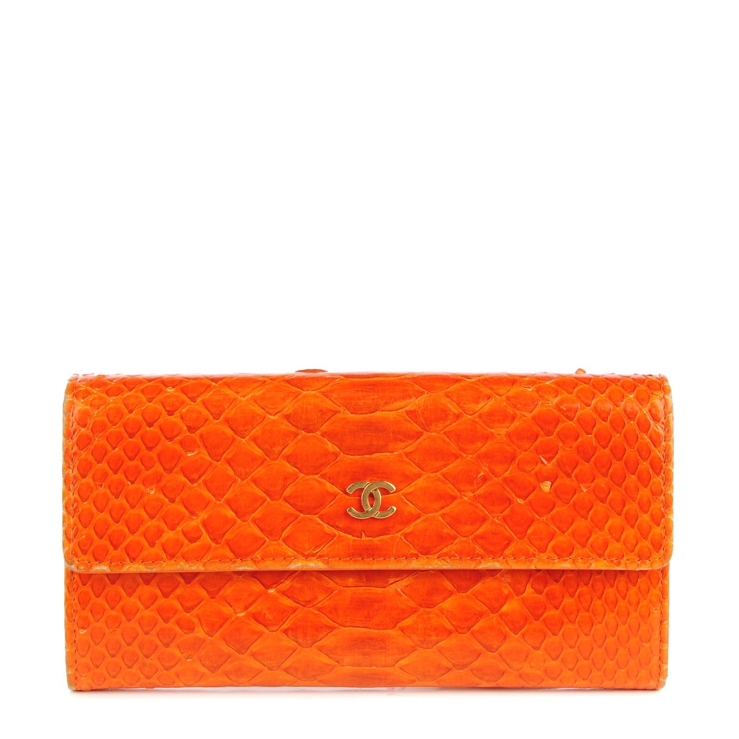 Chanel Python CC Long Flap Wallet Orange 1 of 11