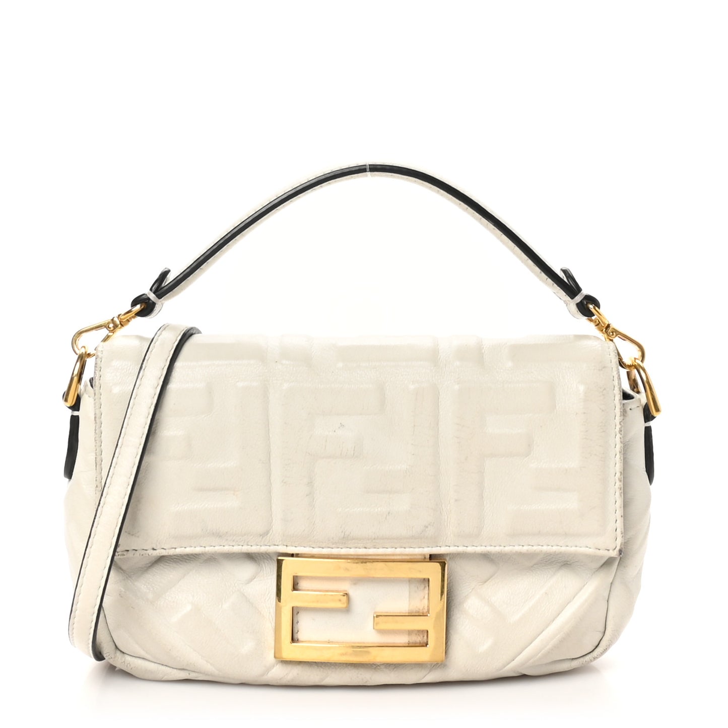 Nappa FF 1974 Embossed Mini Baguette White