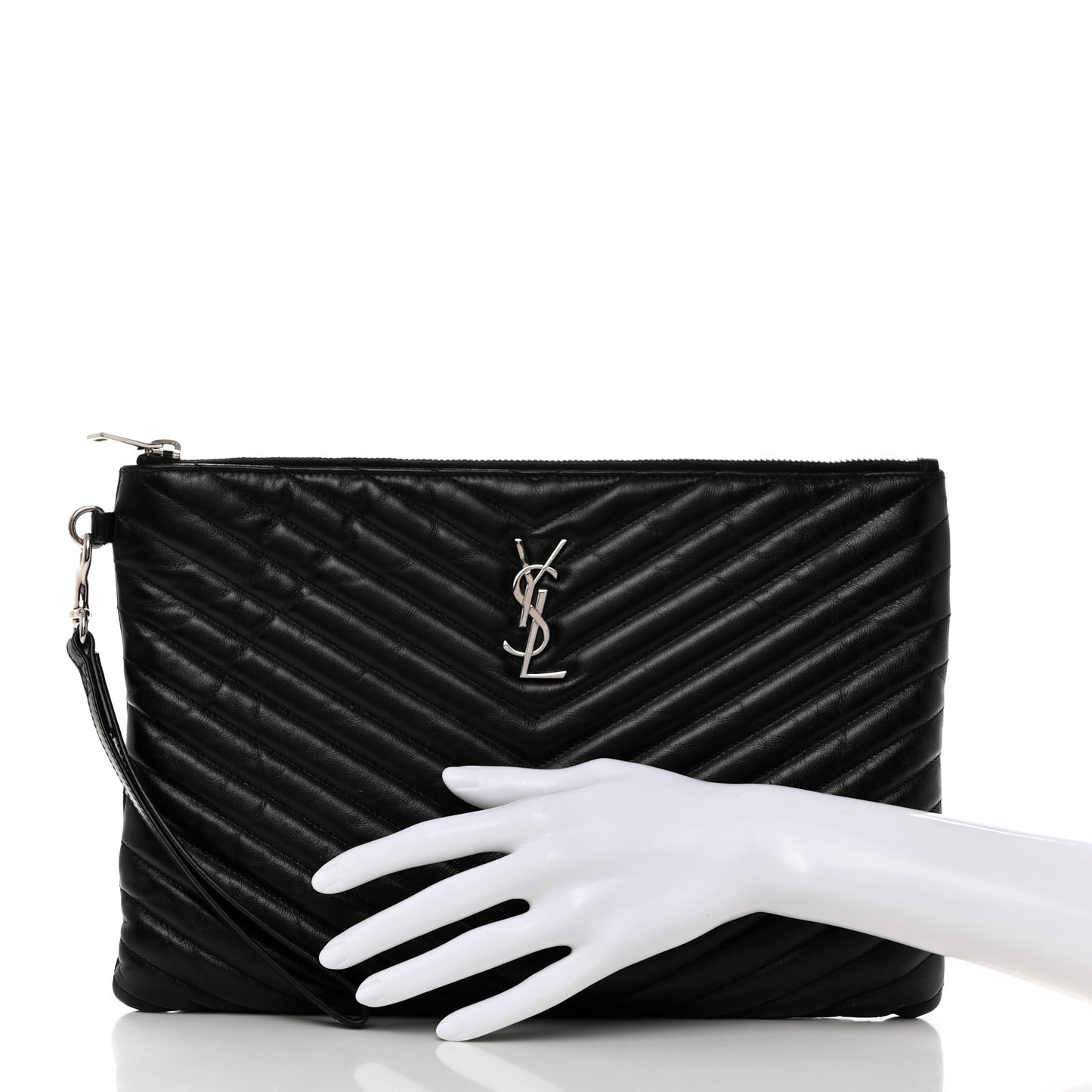 Calfskin Matelasse Monogram Cassandre Tablet Pouch Black