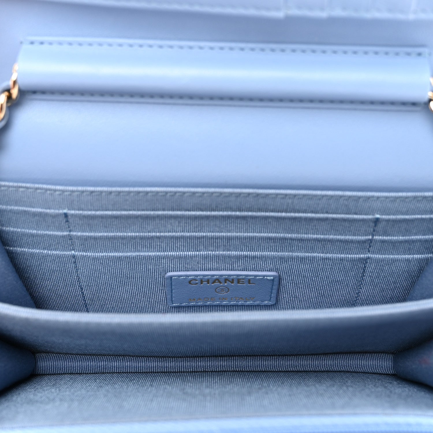 Chanel Lambskin Quilted Mini Wallet On Chain WOC Light Blue 5 of 11