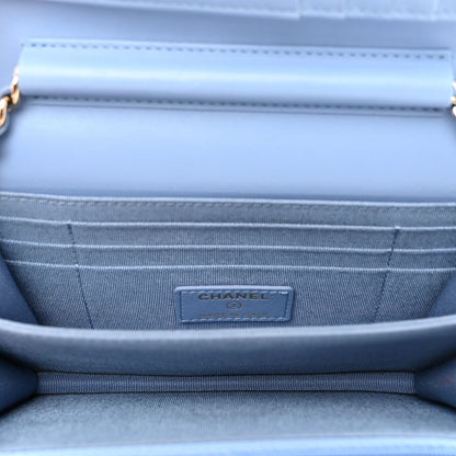 Chanel Lambskin Quilted Mini Wallet On Chain WOC Light Blue 5 of 11