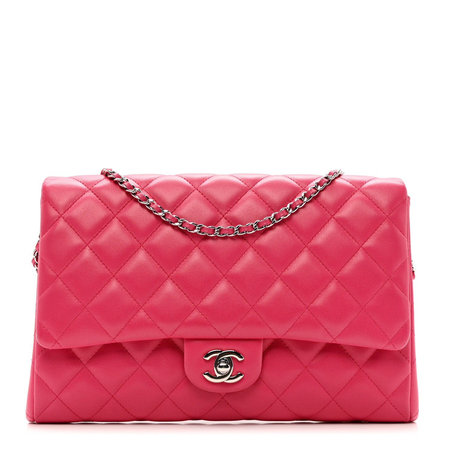 Chanel Lambskin Quilted Clutch With Chain Flap Pink 1 of 9