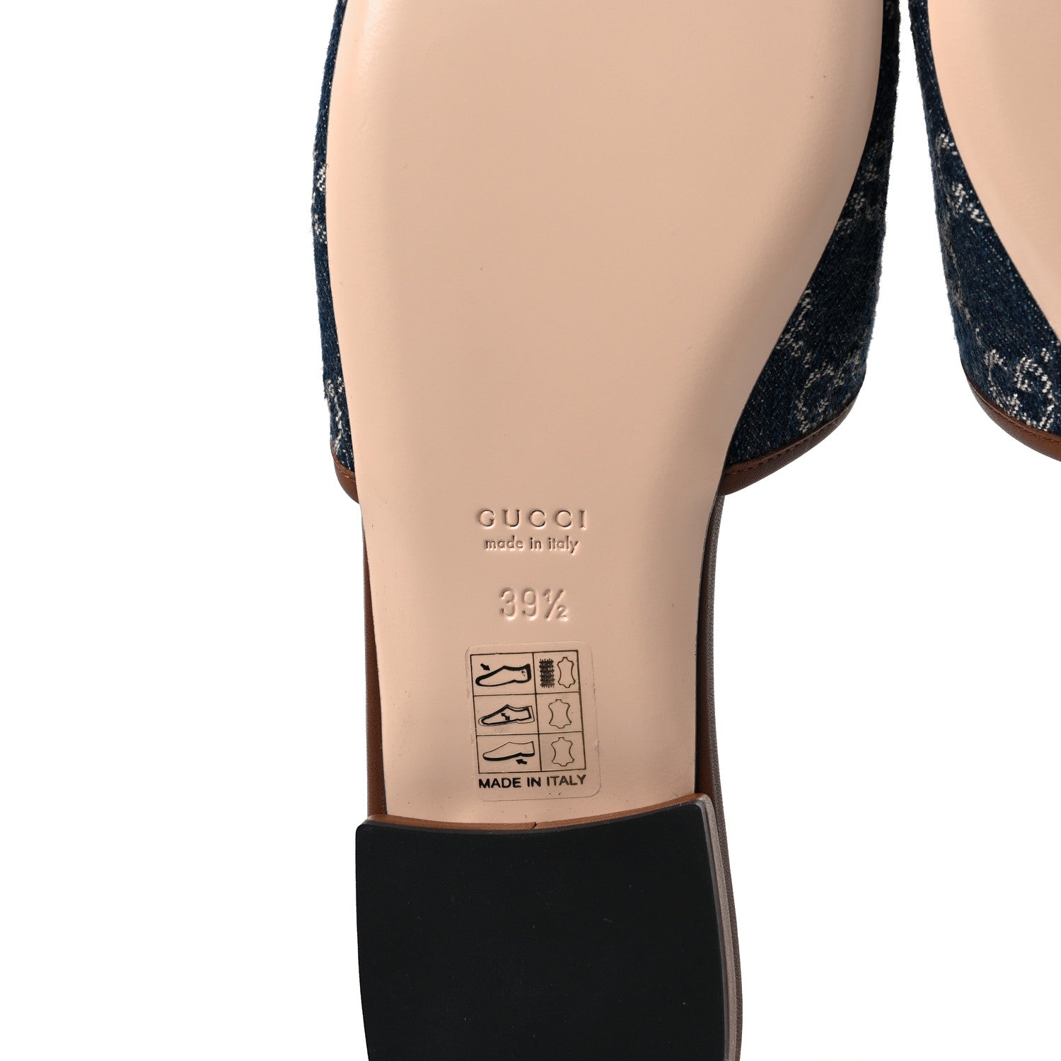 Gucci New Denim GG Monogram Miro Soft Calfskin Jolie Slide Sandals 39.5 Blue Tea Cuir Epilog 6 of 9