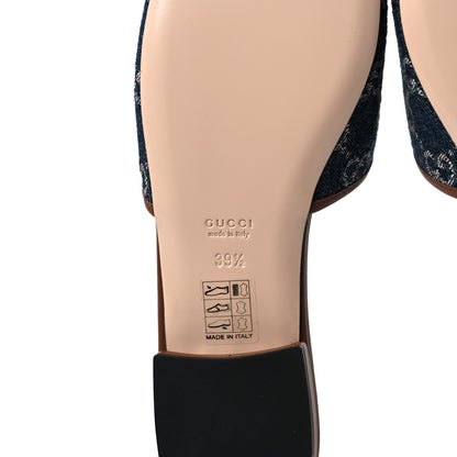 Gucci New Denim GG Monogram Miro Soft Calfskin Jolie Slide Sandals 39.5 Blue Tea Cuir Epilog 6 of 9