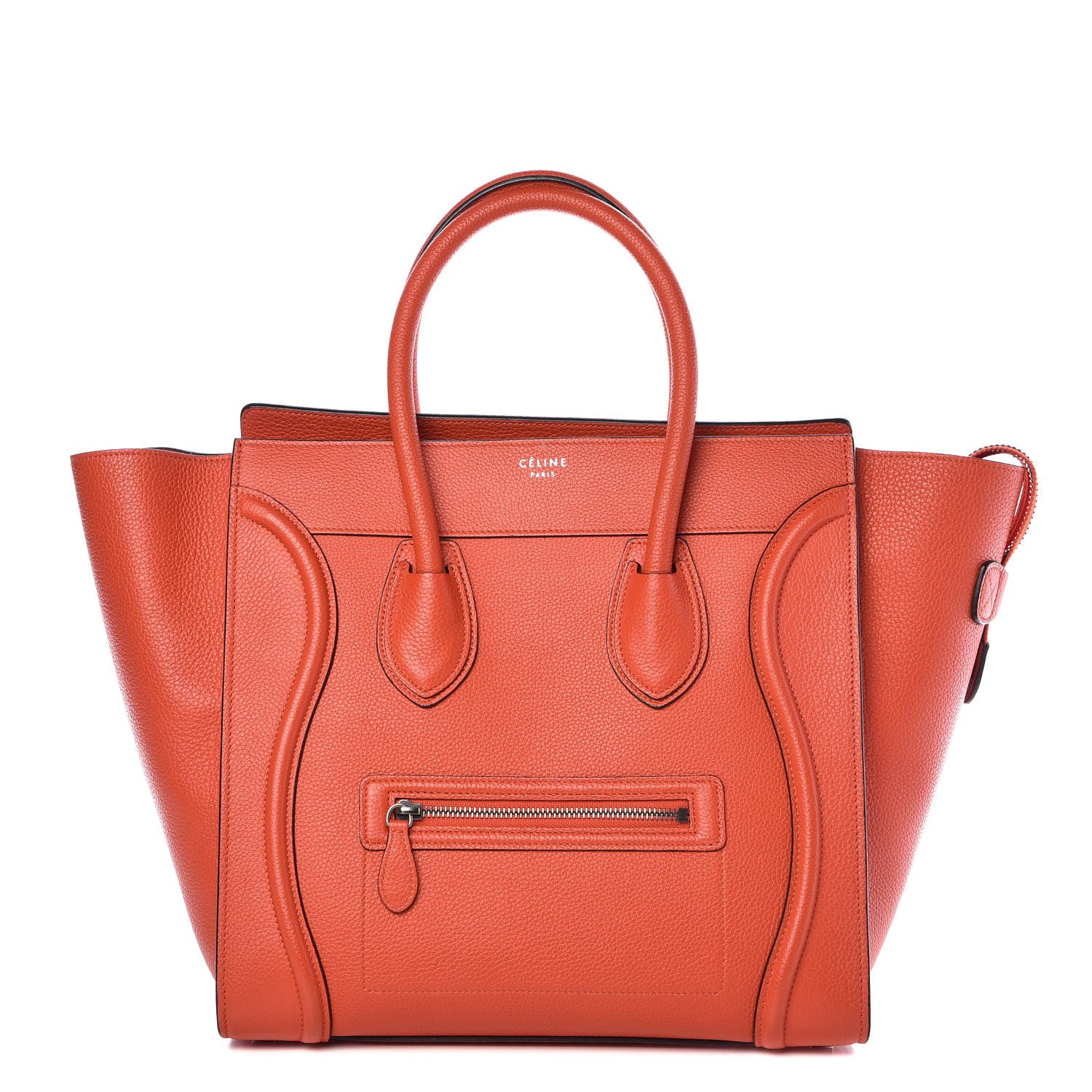 Celine Drummed Calfskin Mini Luggage Vermillion 1 of 12