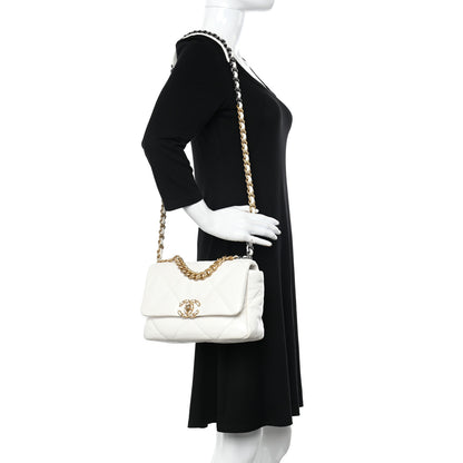 Chanel Lambskin Quilted Medium Chanel 19 Flap White 2 of 10