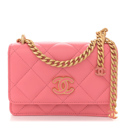 Chanel Lambskin Enamel Quilted Pending CC Clutch With Chain Pink 1 of 11