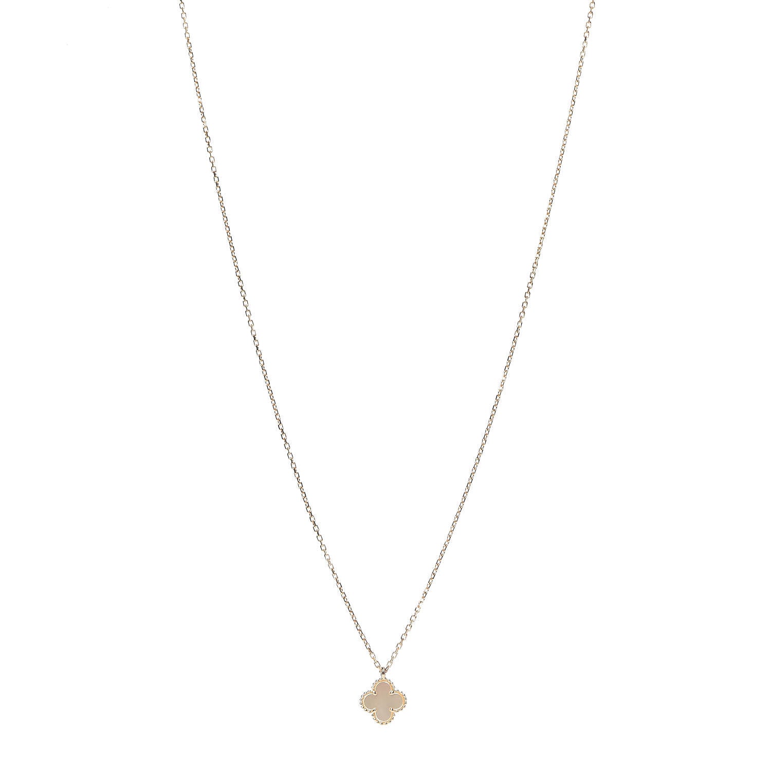 Van Cleef & Arpels 18K Yellow Gold Mother of Pearl Sweet Alhambra Pendant Necklace 1 of 7