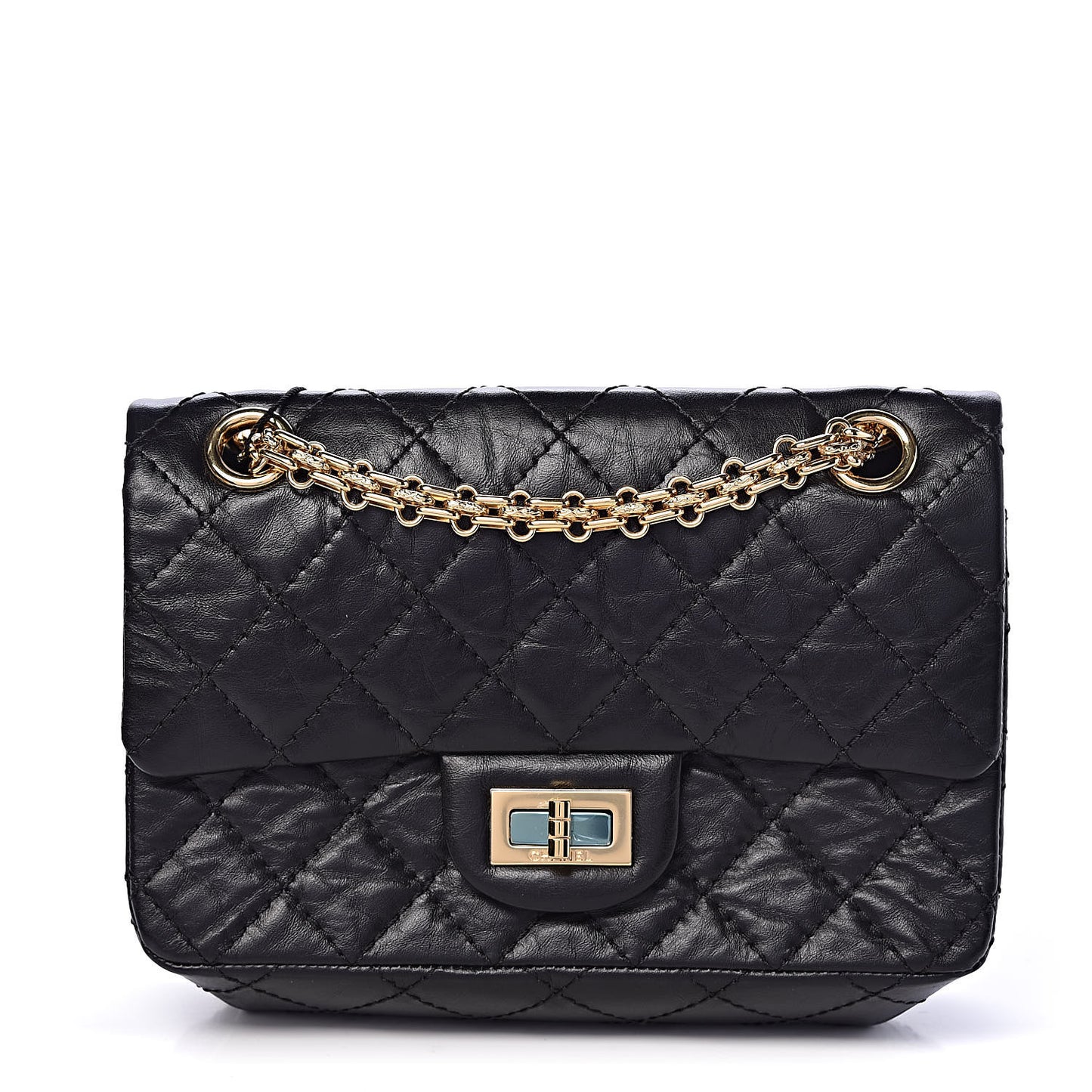 Aged Calfskin Quilted 2.55 Reissue Mini Flap Black