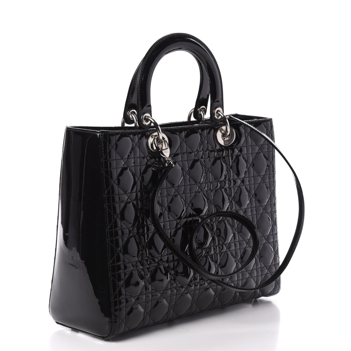 Patent Cannage Large Lady Dior Black
