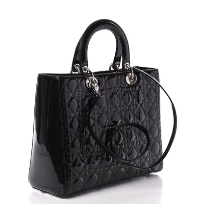 Christian Dior Patent Cannage Large Lady Dior Black 3 of 8