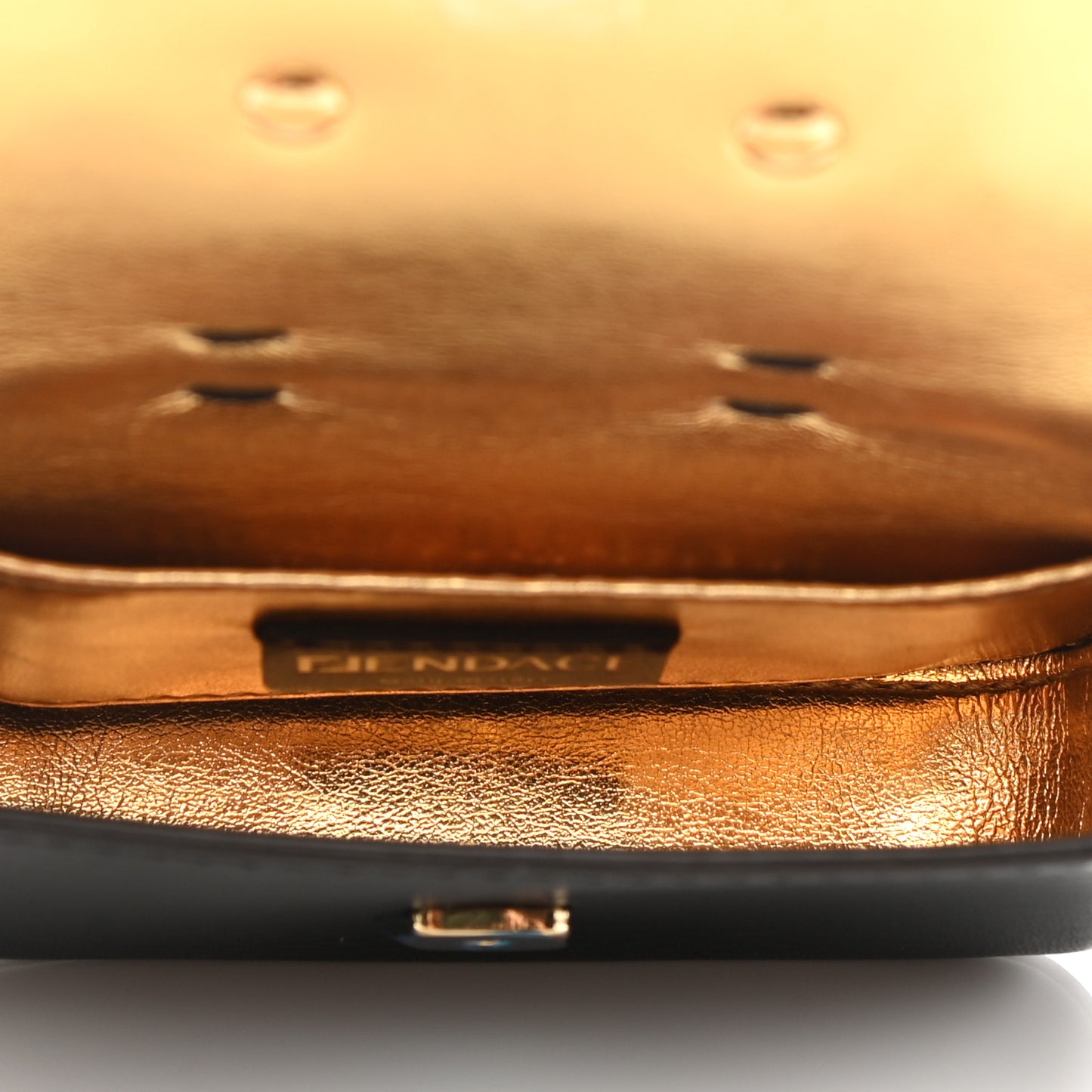 X VERSACE Vitello Seta Fendace Studded Nano Brooch Baguette Black