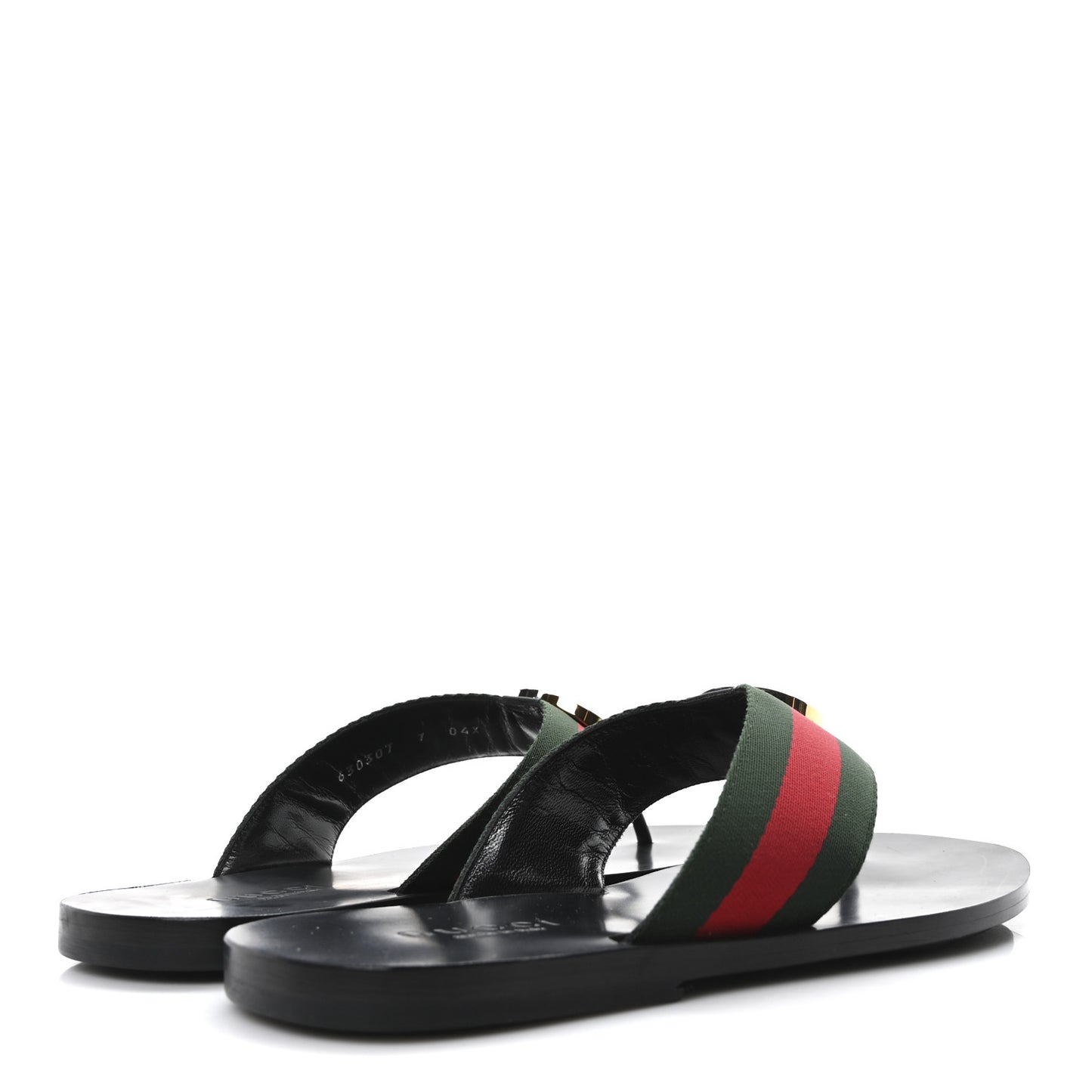 Nylon Calfskin Web Mens GG Thong Sandals 7 Green Red Black