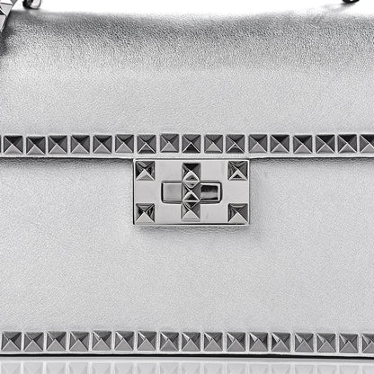 Valentino Garavani Metallic Calfskin Small Rockstud No Limit Shoulder Bag Silver 13 of 13