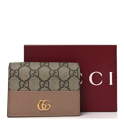 Gucci Dollar Calfskin GG Supreme Monogram GG Marmont Card Case Porcelain Rose Beige Ebony 8 of 8
