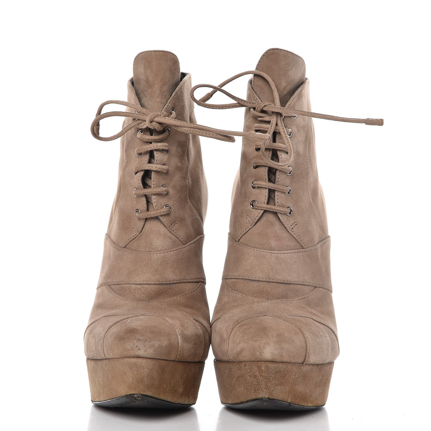 Suede Lace Up Platform Ankle Boots 37.5 Taupe