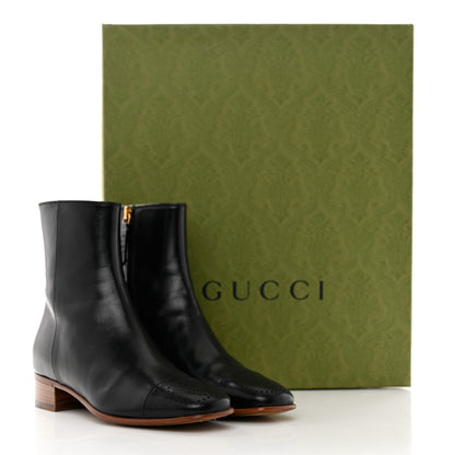 Gucci Goatskin Hills Logo Ankle Boots 35 Black 9 of 9