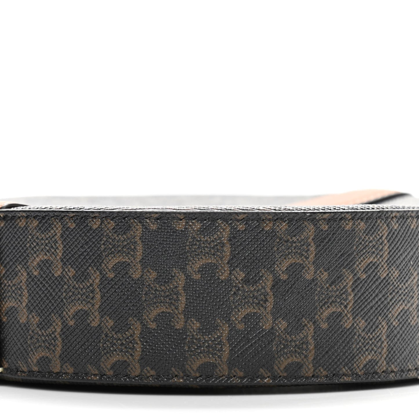 Lambskin Triomphe Canvas Round Purse On Strap Black Tan