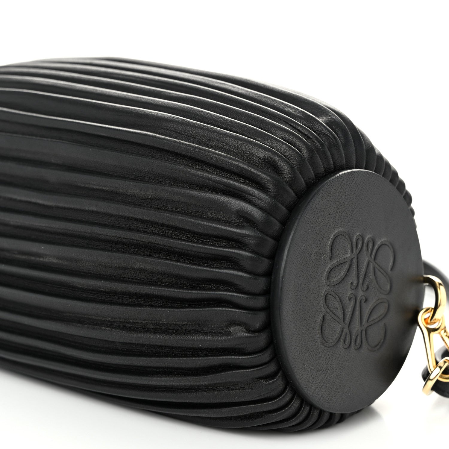 Loewe Lambskin Pleated Bracelet Pouch Shoulder Bag Black 9 of 9