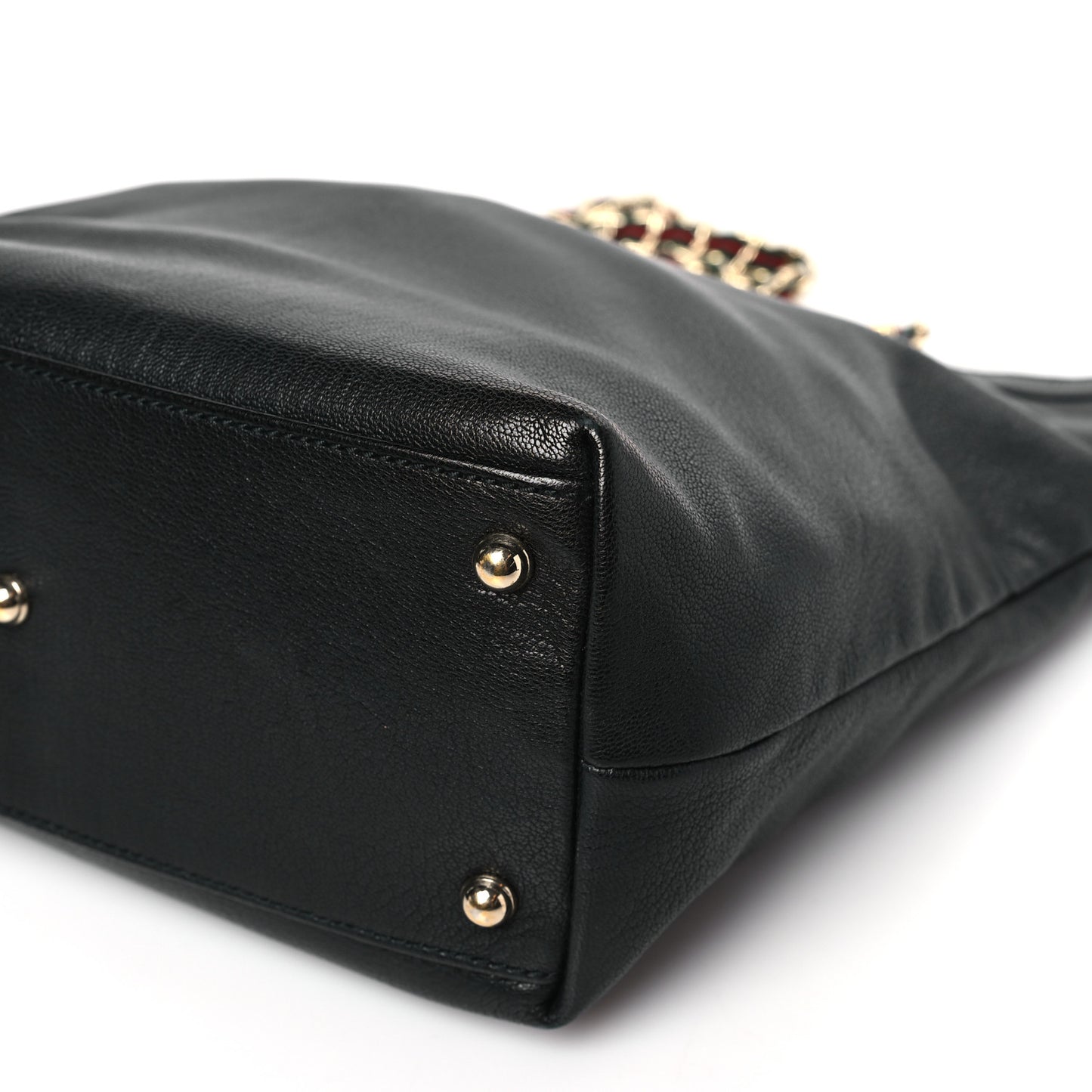 Goatskin Capri Chain Tote Black