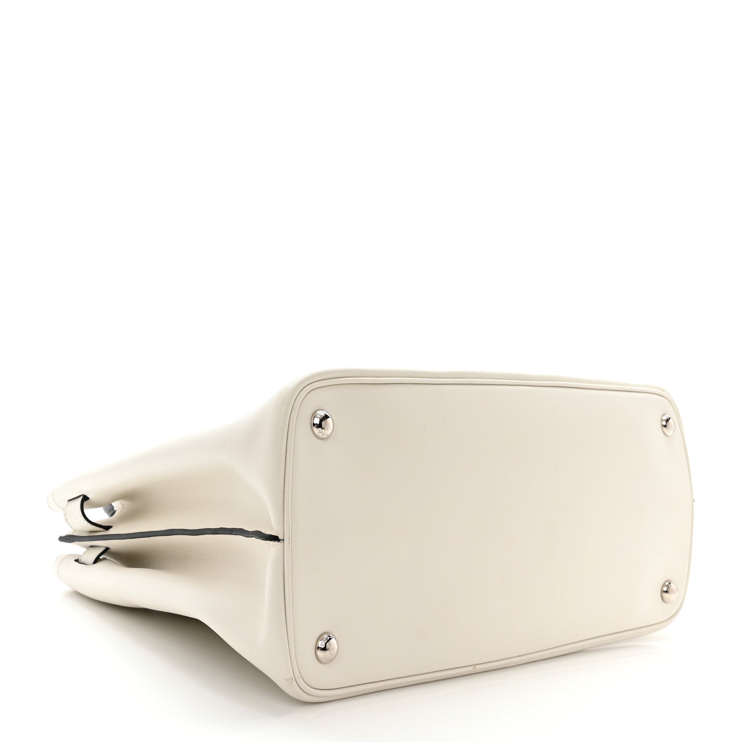 Prada Soft Calfskin Ribbon Tote White Black 4 of 10
