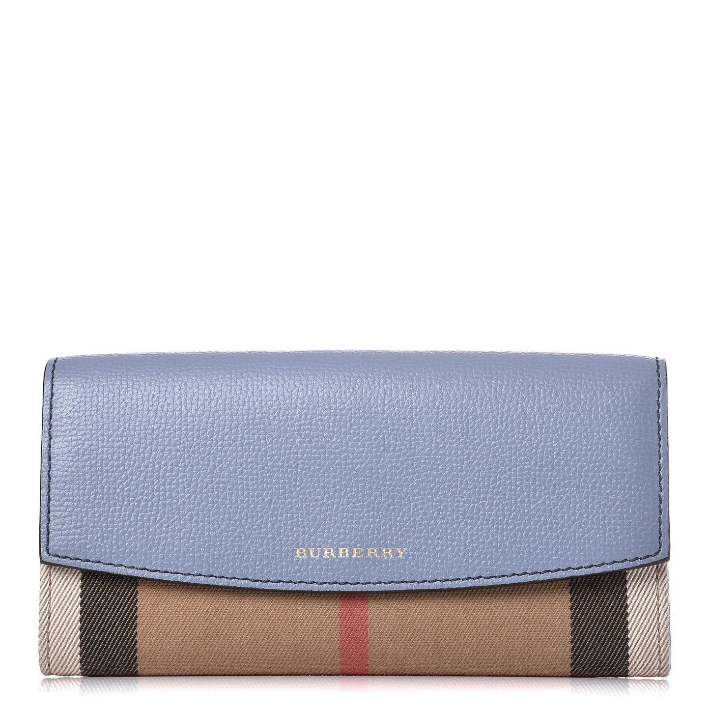 Calfskin House Check Porter Continental Wallet Slate Blue