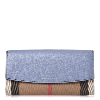 Burberry Calfskin House Check Porter Continental Wallet Slate Blue 1 of 7