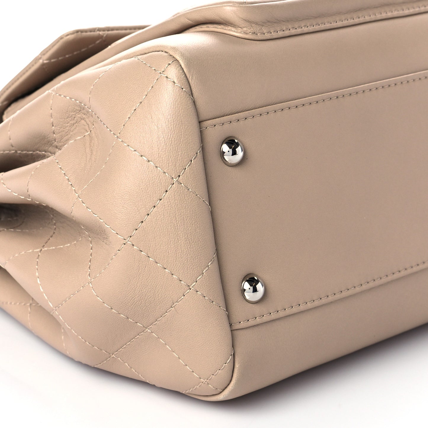 Lambskin Quilted CC Accordion Shopping Bag Beige