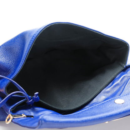 Balenciaga Chevre Gold Metallic Edge Hardware Envelope Clutch Bleu Roi 5 of 7