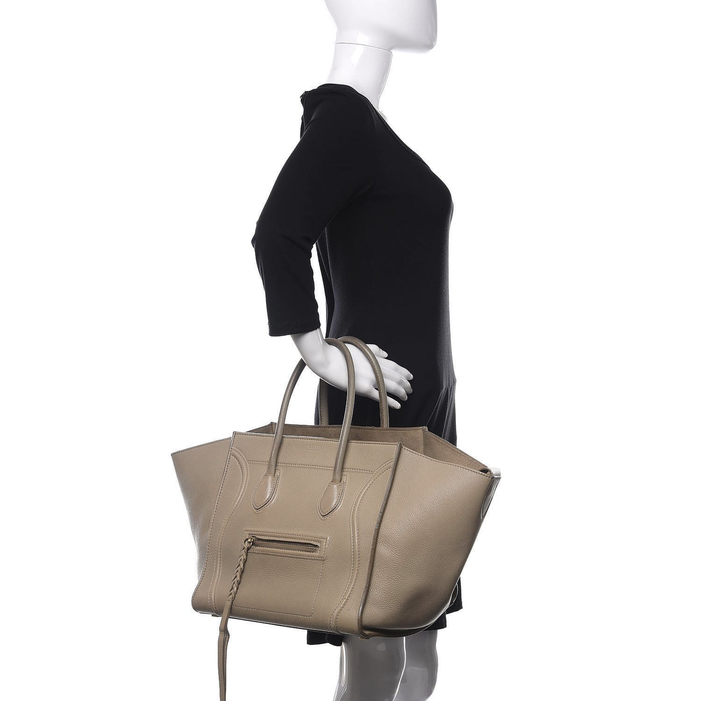 Drummed Calfskin Medium Phantom Luggage Beige
