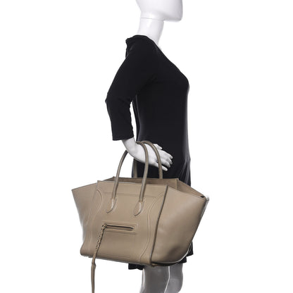 Celine Drummed Calfskin Medium Phantom Luggage Beige 2 of 13