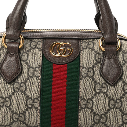 Gucci GG Supreme Monogram Textured Dollar Calfskin Web Super Mini Ophidia Top Handle Bowler Bag Beige Ebony New Acero 8 of 10