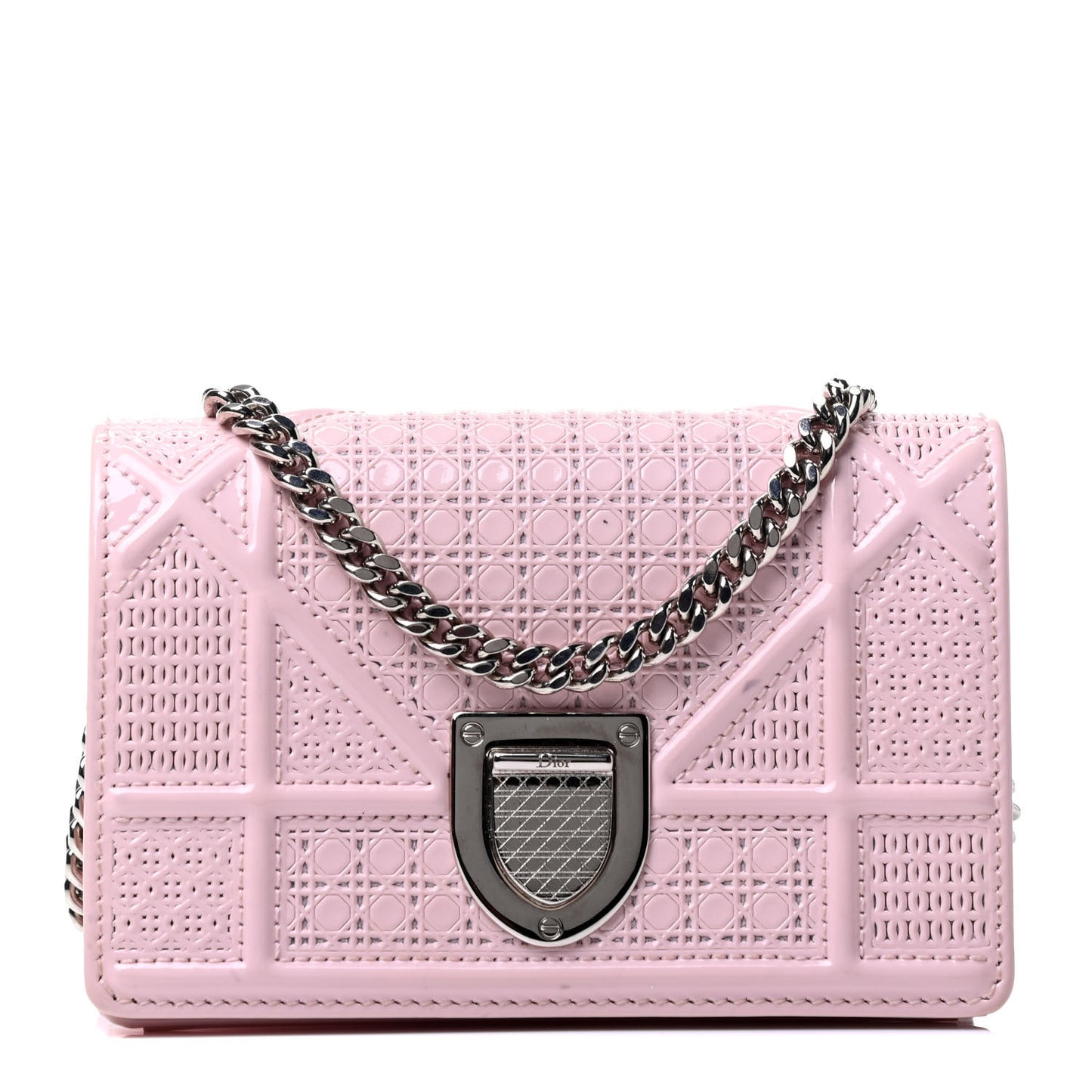 Patent Micro-Cannage Baby Diorama Flap Bag Pale Pink