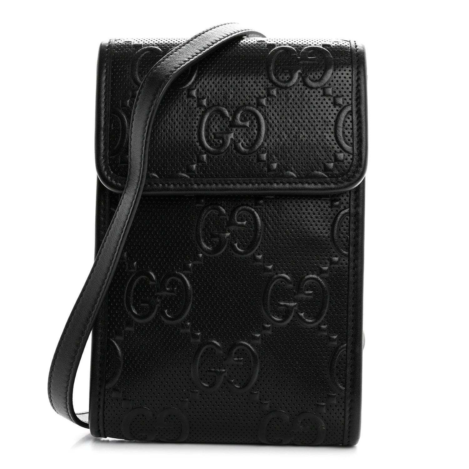 Gucci Calfskin GG Tennis Embossed Mini Crossbody Bag Black 1 of 11