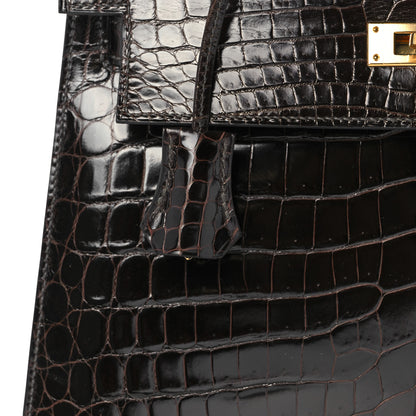 Hermes Shiny Niloticus Crocodile Kelly Sellier 28 Macassar 36 of 38