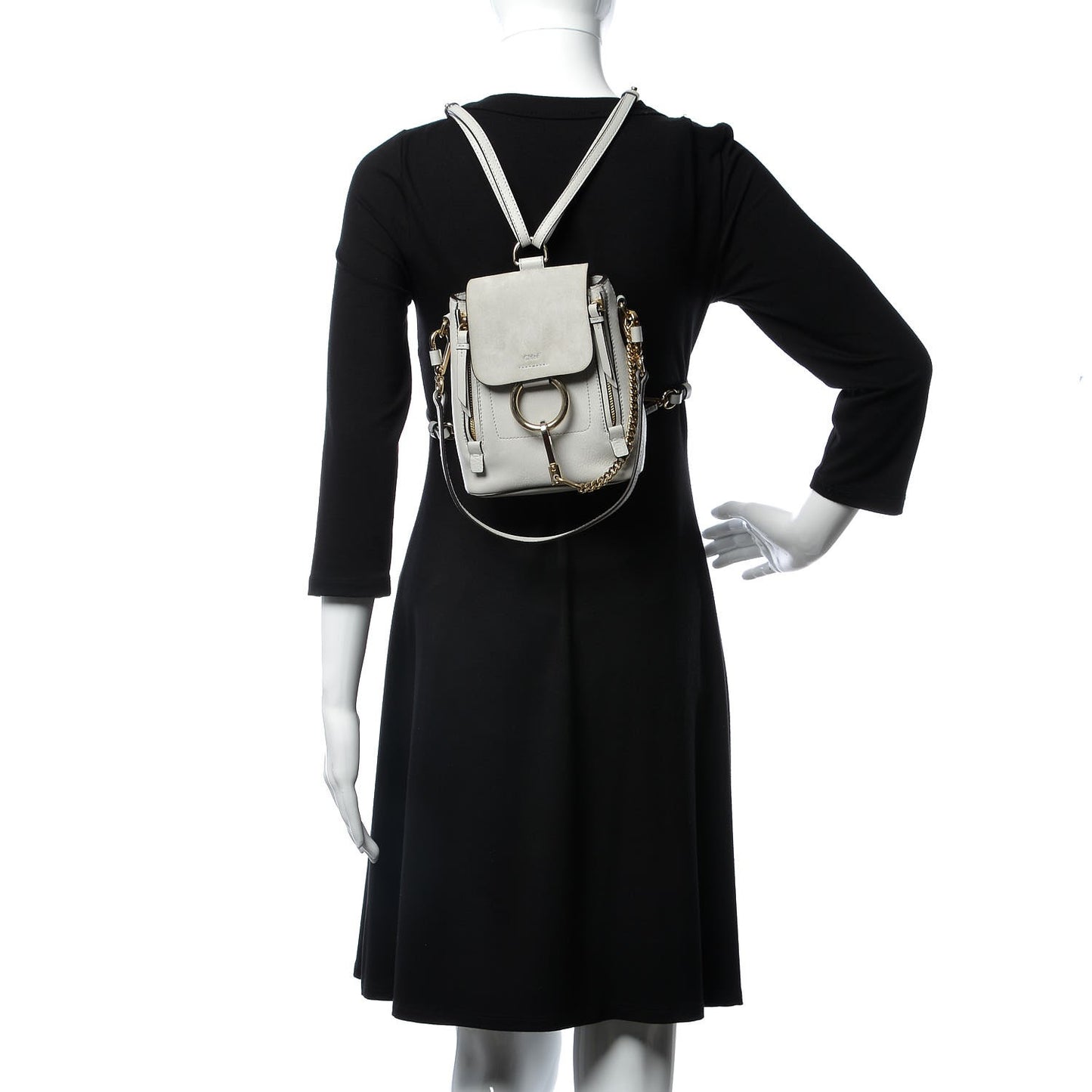 Suede Calfskin Mini Faye Backpack Airy Grey