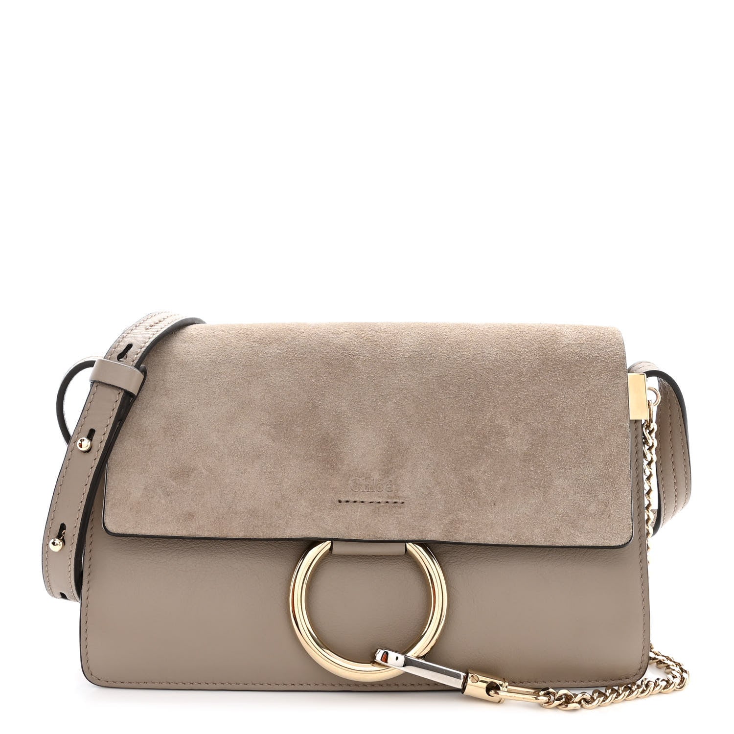 Chloe Suede Calfskin Small Faye Shoulder Bag Motty Grey 1 of 10