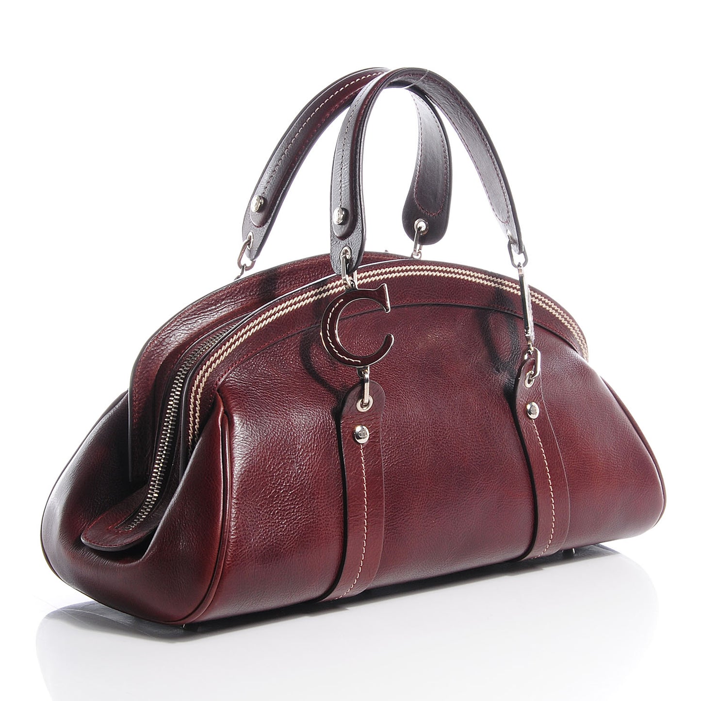 Leather Vintage Flowers Frame Satchel