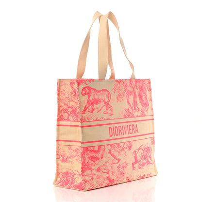 Christian Dior Straw Dioriviera Tote Pink 3 of 8