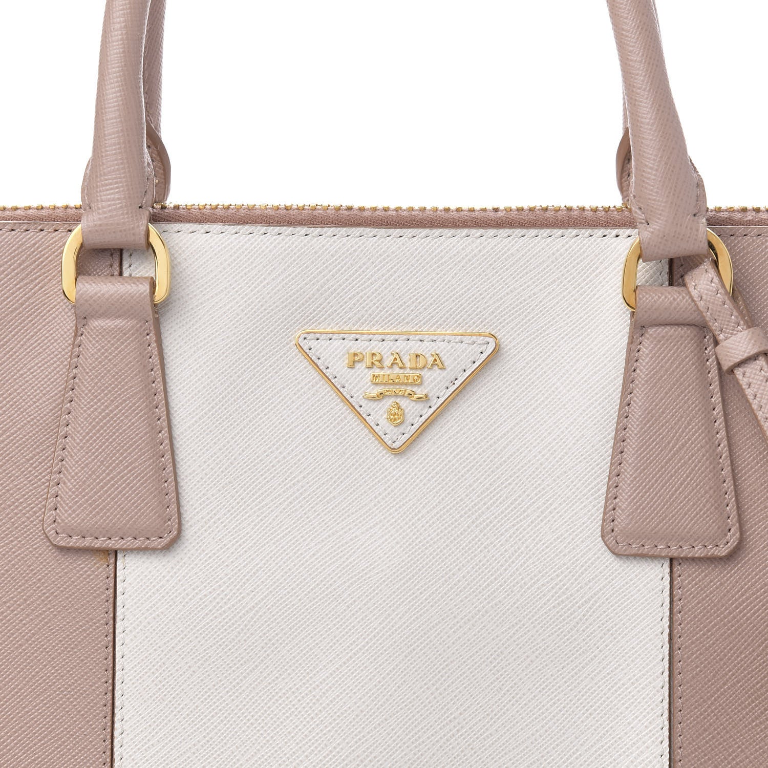 Prada Saffiano Lux Bi-Color Promenade Tote Cammeo Talco 13 of 13