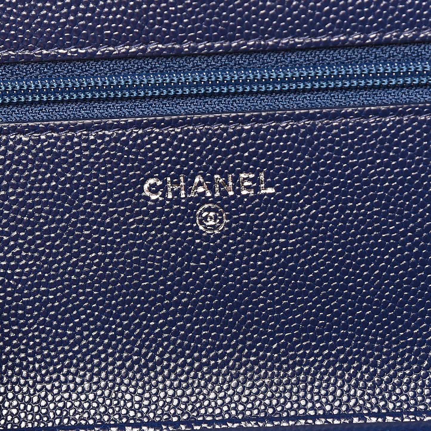 Caviar Quilted Wallet On Chain WOC Navy Blue