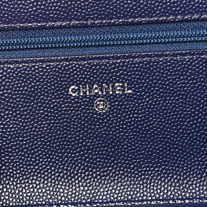 Chanel Caviar Quilted Wallet On Chain WOC Navy Blue 6 of 11