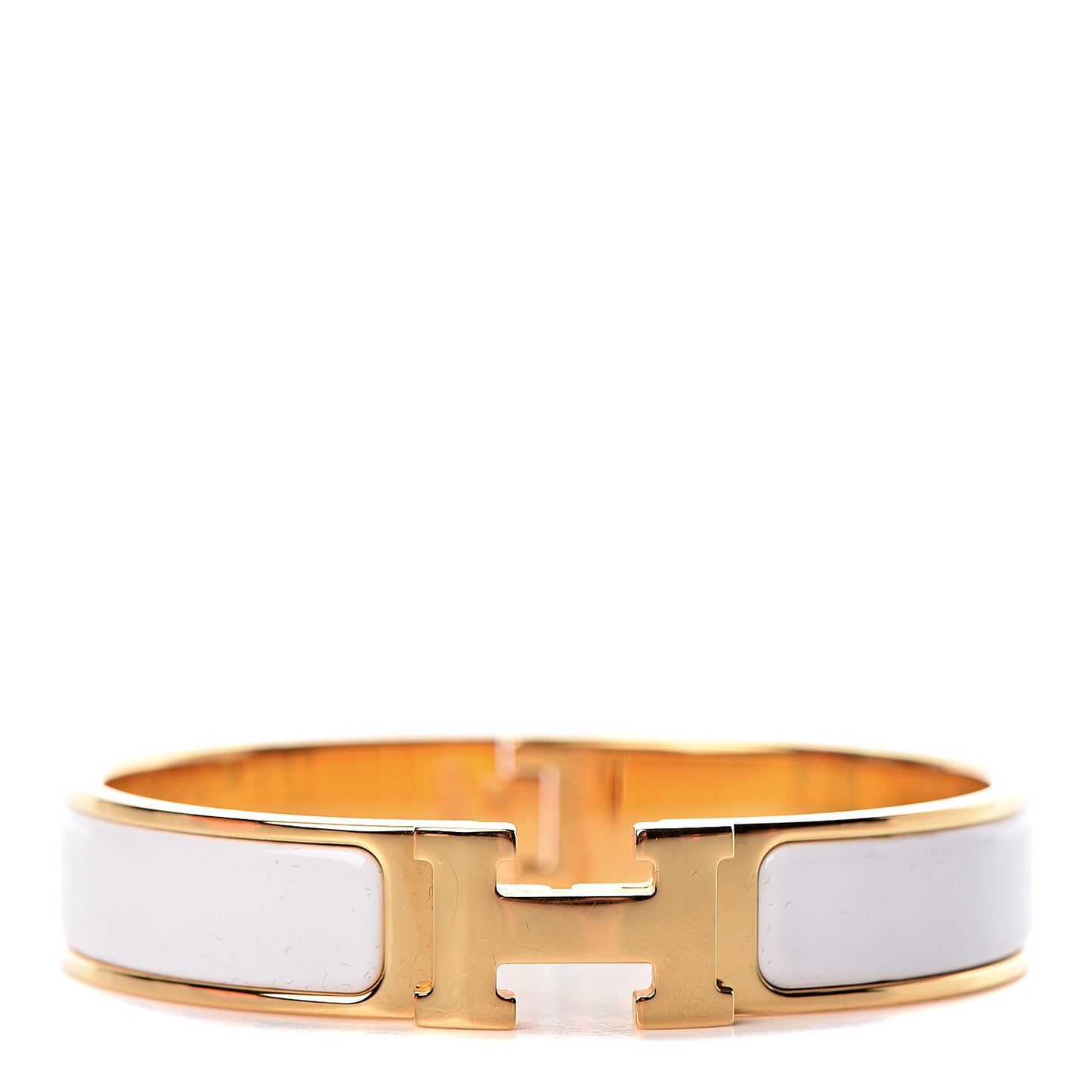 Enamel Narrow Clic Clac H Bracelet PM White