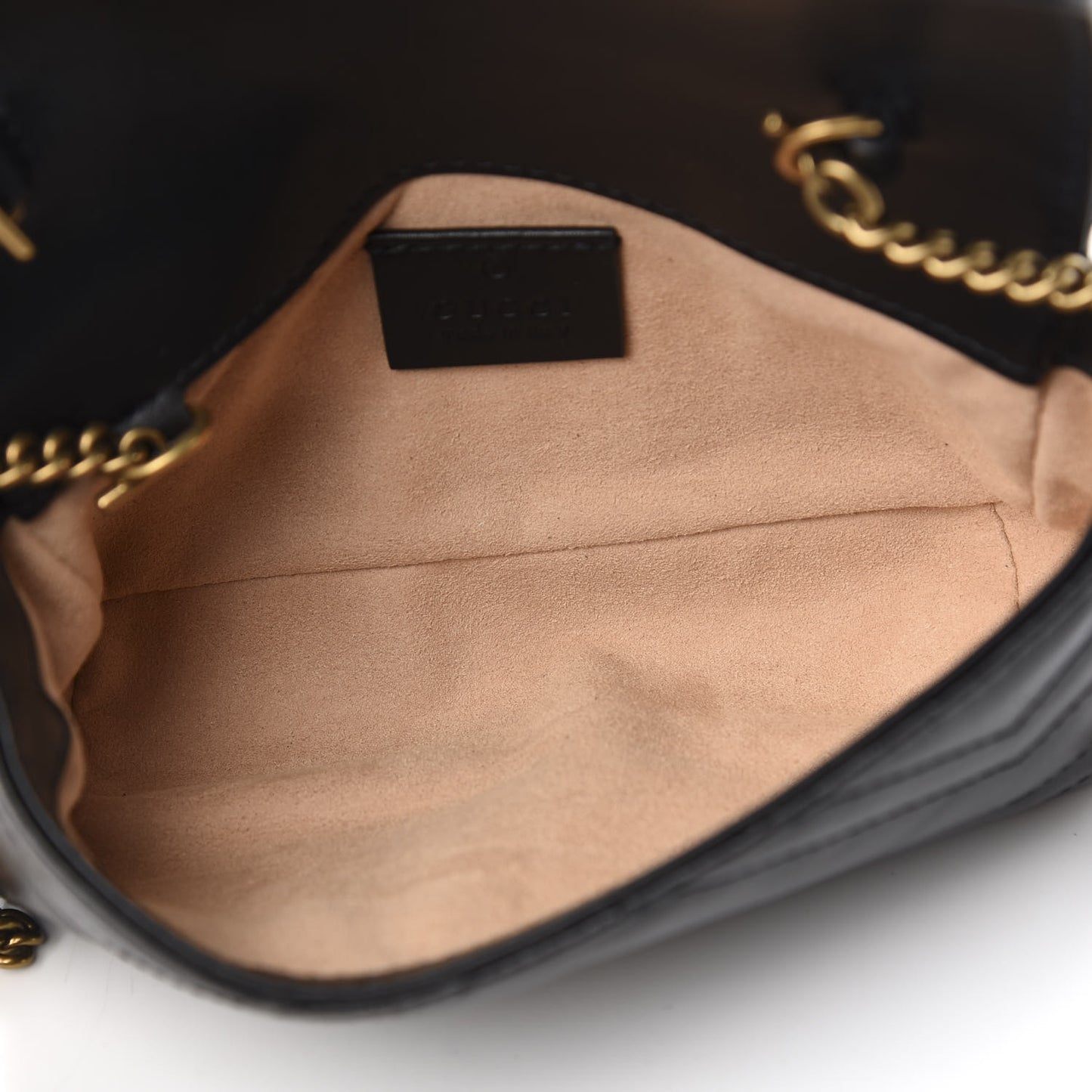Calfskin Matelasse Super Mini GG Marmont Shoulder Bag Black