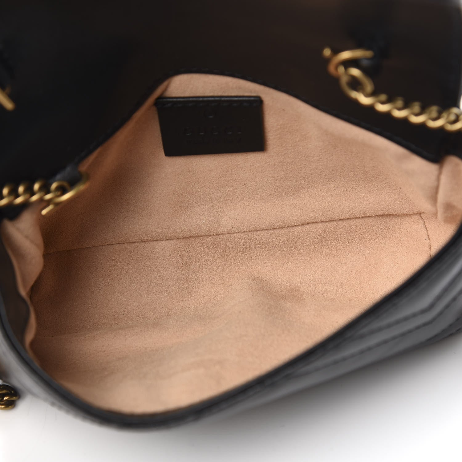 Gucci Calfskin Matelasse Super Mini GG Marmont Shoulder Bag Black 4 of 9