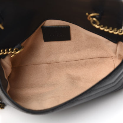 Gucci Calfskin Matelasse Super Mini GG Marmont Shoulder Bag Black 4 of 9