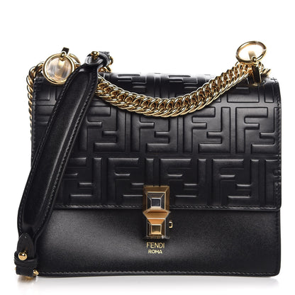 Fendi Vitello Liberty FF 1974 Embossed Small Kan I Shoulder Bag Black 1 of 7