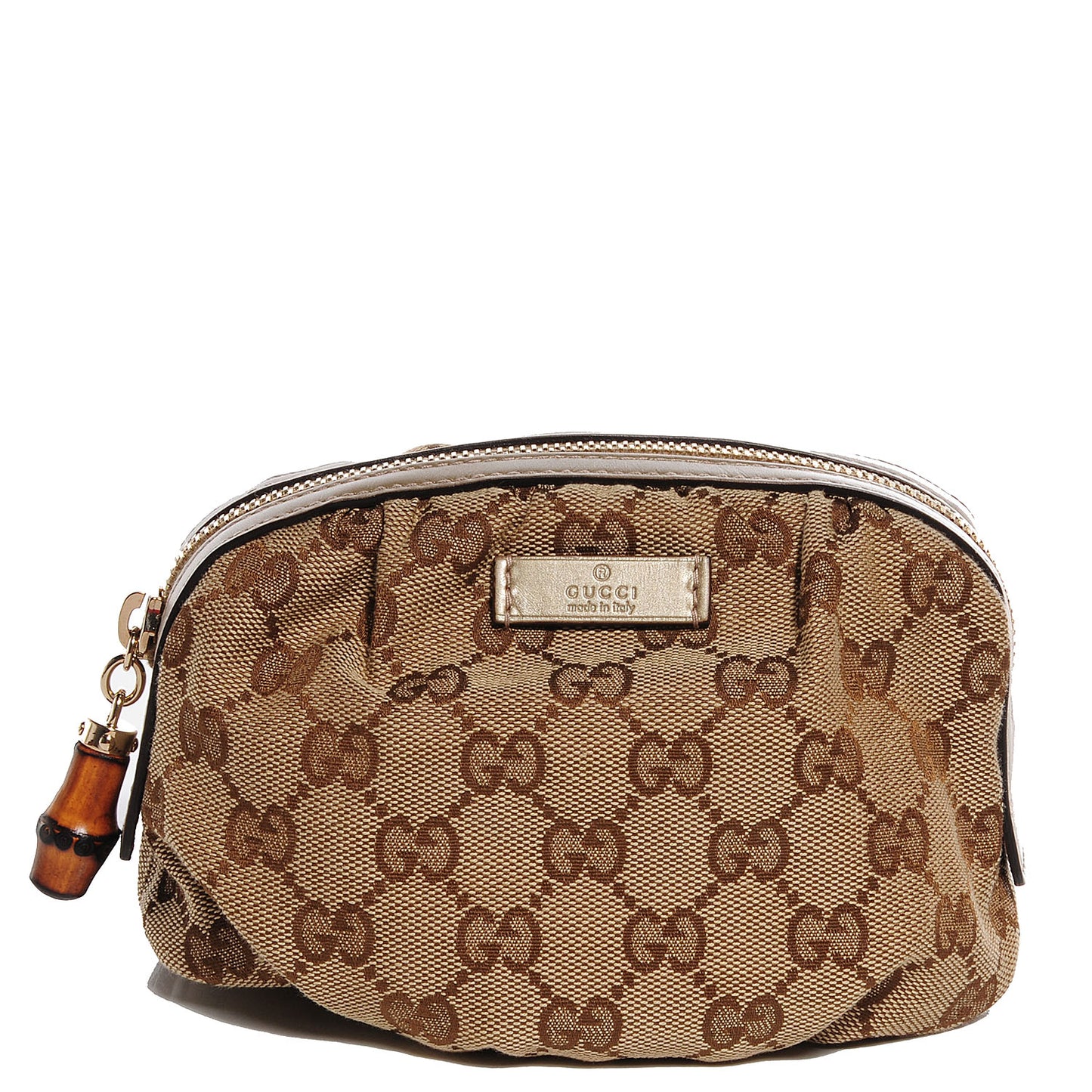 Monogram Bamboo Cosmetic Case Metallic Gold
