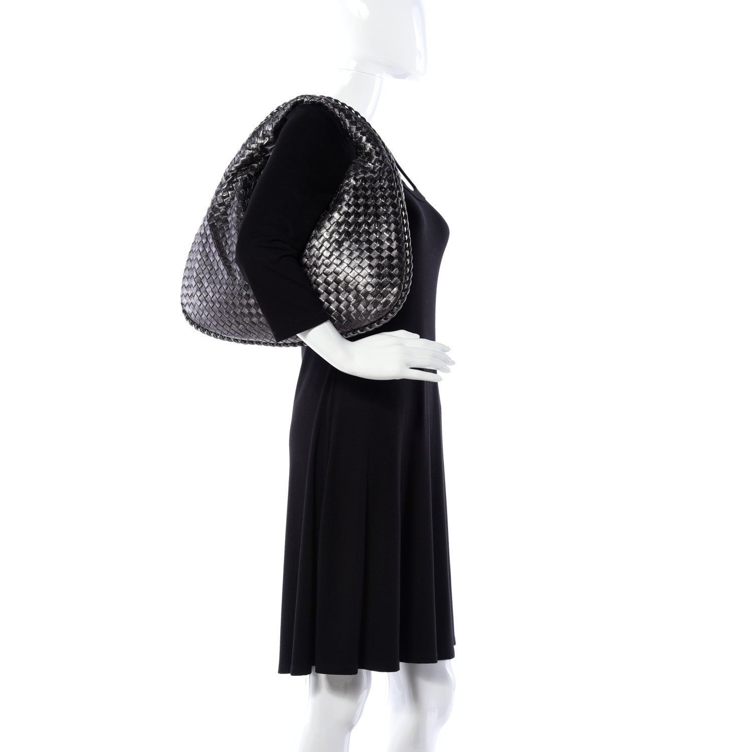 Bottega Veneta Metallic Nappa Intrecciato Medium Veneta Hobo Pewter 2 of 8