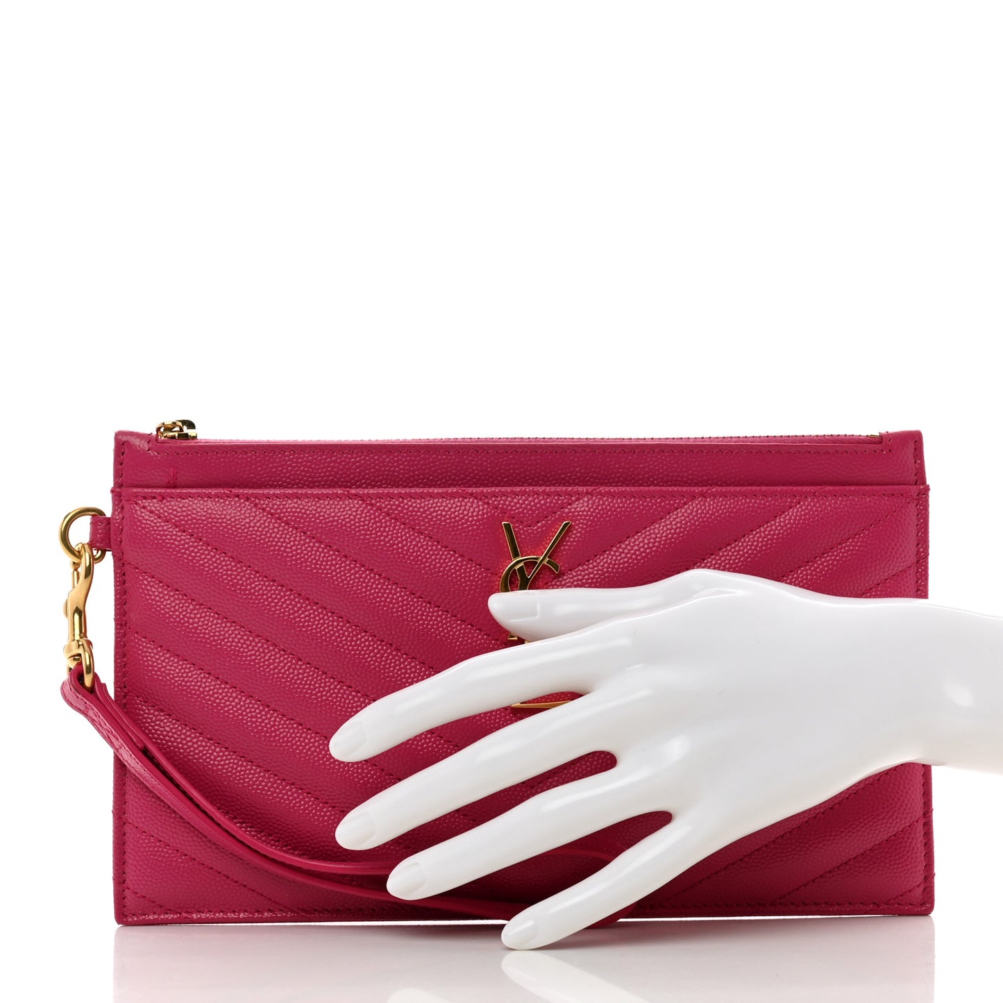 Grain De Poudre Chevron Monogram Large Bill Pouch Fuxia